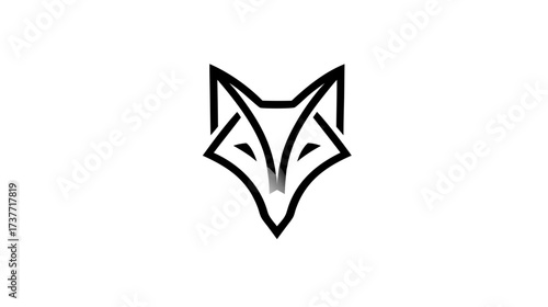 Geometric Fox Head Line Art Vector Illustration. Modern Minimalist Animal Silhouette Design on Clean White Background.
