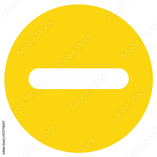Yellow round icon with a minus sign for subtraction removal and decrease functions