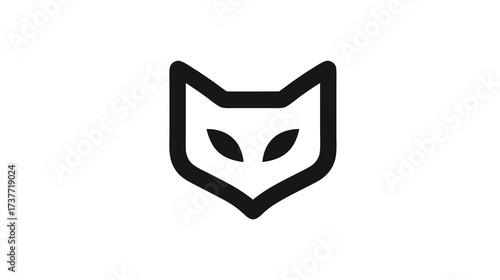 Minimalist black outline animal face icon design, mysterious creature head logo concept, sleek modern vector graphic symbol on white.
