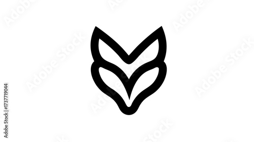 Minimalist black line art fox head vector icon. Abstract stylized wild animal illustration on white background, modern simple design.