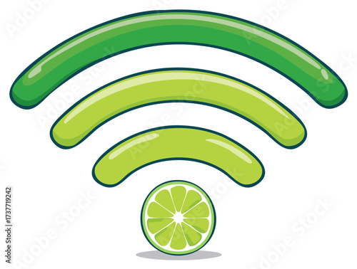 Lime Wifi Signal: Creative Green Communication Network Icon with Citrus Fruit