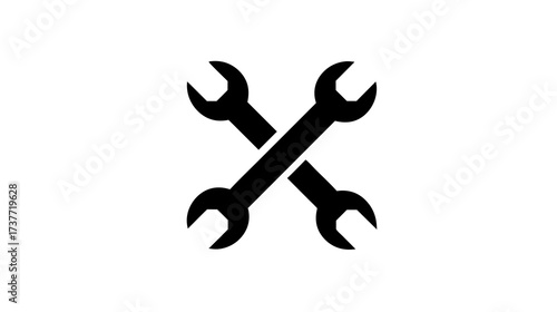 Crossed wrenches tool icon illustration, flat vector graphic for service, repair, settings, engineering, and maintenance concept.