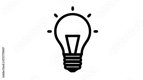 Outline lightbulb icon glowing, representing new ideas, innovation, inspiration, solution, and creative thinking concept.