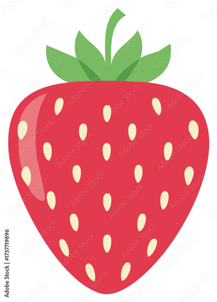 Obraz premium Isolated Strawberry Vector Illustration with Seeds and Green Stem