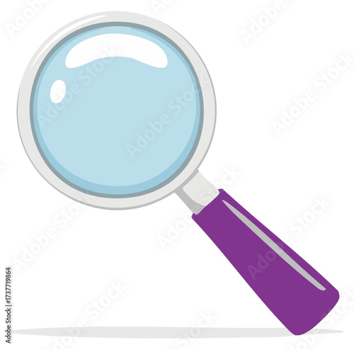 Magnifying glass vector illustration with purple handle. Search or detective concept