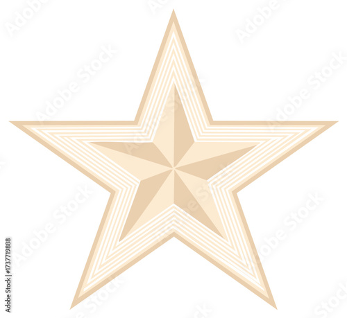 Star shape illustration with stripe effect, neutral tan color tones for vintage aesthetic