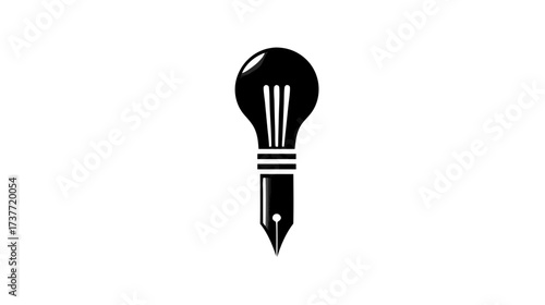 Innovative light bulb and fountain pen nib icon representing creativity, writing, inspiration, ideas, education, and knowledge
