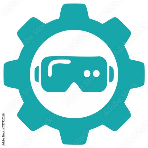 Virtual Reality Gear Inside Gear Wheel Icon. Modern Tech and Innovation Concept.