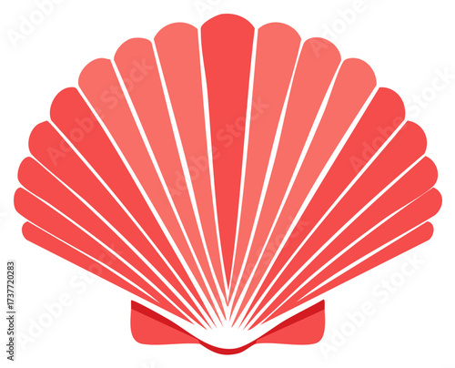 Seashell illustration in red shades flat vector design, sea life graphic