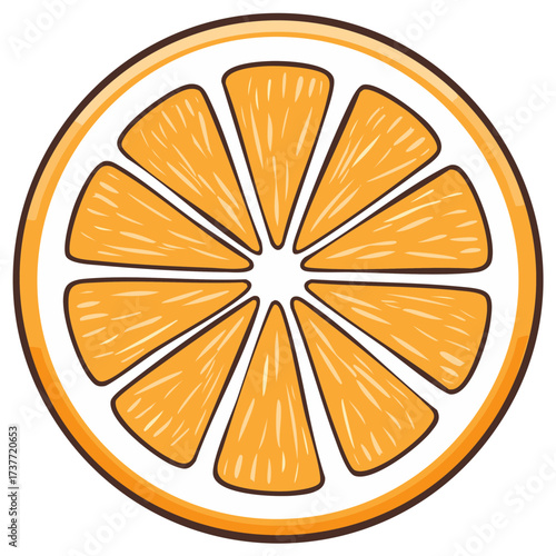 Brightly Colored Orange Slice Illustration, Fresh Citrus Fruit Segment