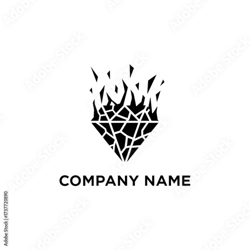 Abstract Shattered Diamond Logo Design with Sharp Edges and Modern Aesthetic.