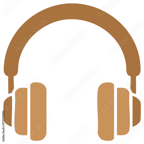 Depiction of a wireless headphone set for personal listening devices in tan color