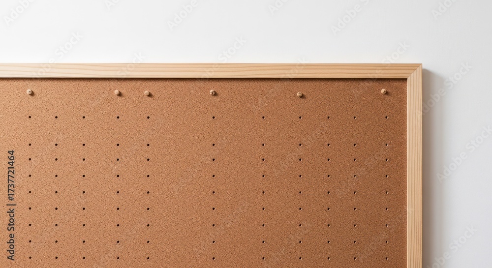 Fototapeta premium Corkboard framed with wood, tacks neatly placed