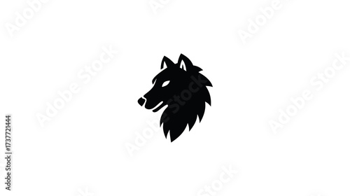Powerful black wolf head silhouette on a clean white background, representing wild nature, strength, and primal instinct. Vector icon.