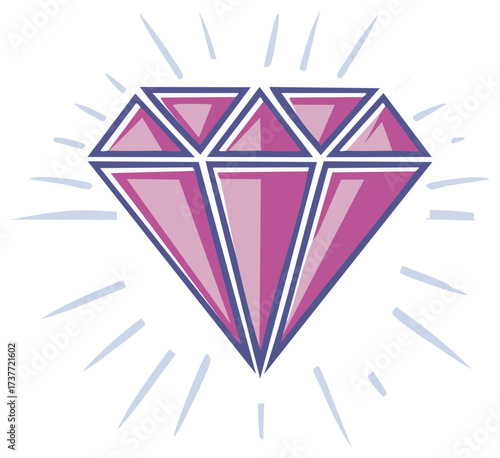 Sparkling Pink Diamond Gemstone With Radiant Light Rays