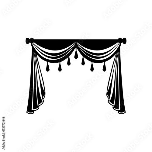 bold stroke of open valances with tassels  isolate