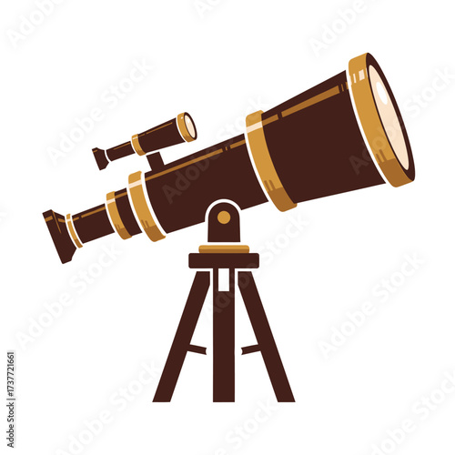 Brown Telescope on a Tripod for Stargazing and Astronomy.