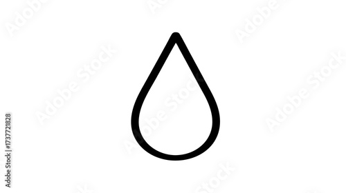 Simple black outline water drop icon on a clean white background. Minimalist vector illustration of liquid droplet symbol.