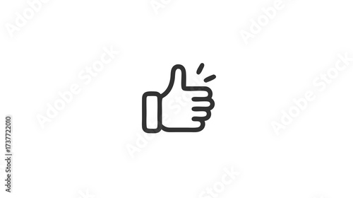 Thumbs up icon line art. Approval, like, positive feedback, success symbol. Good choice, excellent, agree gesture element.