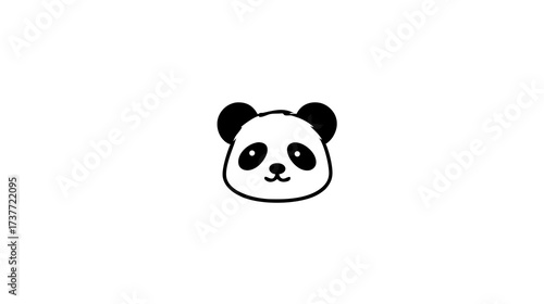 Cute cartoon panda face illustration, adorable minimalist black and white animal head graphic design element, simple isolated drawing