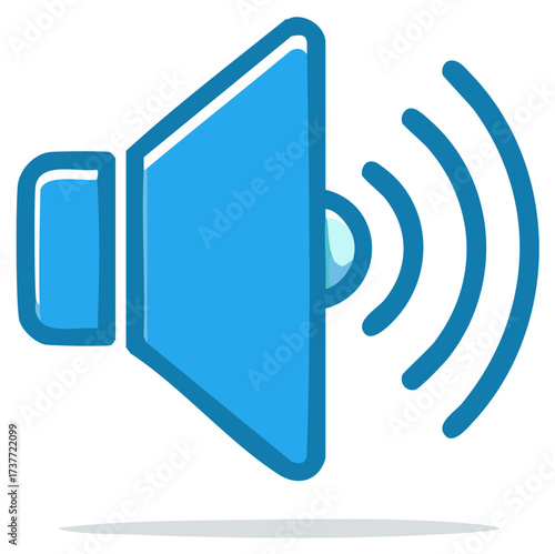 Blue Speaker Icon with Sound Waves Graphic Design