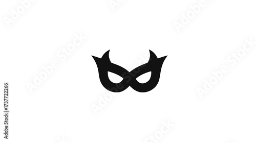 Simple black stylized mask isolated on white background, ideal for concepts of mystery, anonymity, disguise, superhero, and masquerade.