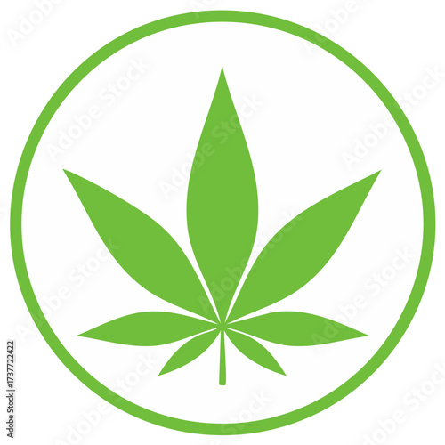 Cannabis Leaf Green Circle Illustration Isolated