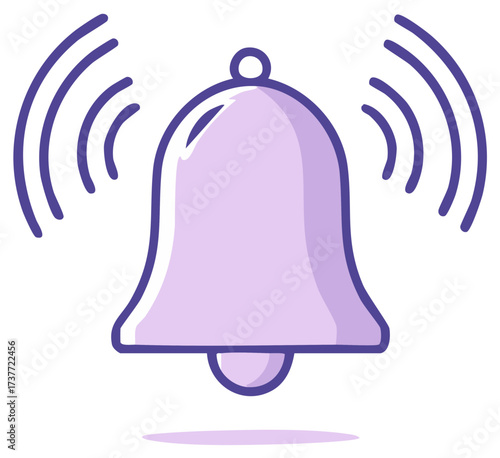 Alert notification bell icon sounding alarm with vibrating waves