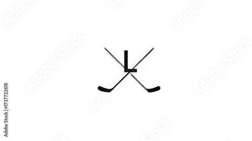 Professional graphic design of crossed ice hockey sticks with the letter L, perfect for sports teams, clubs, or game logos.
