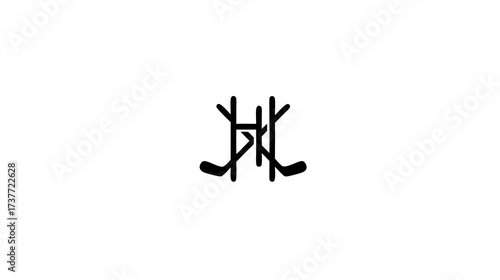 Stylized crossed ice hockey sticks vector graphic on white background, illustrating winter sport equipment and competitive game icon.