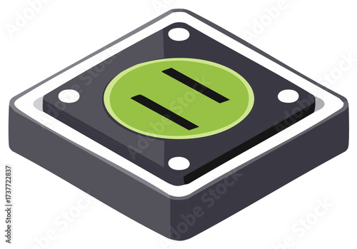 Isometric Platform with Round Green Center and Two Black Lines Icon
