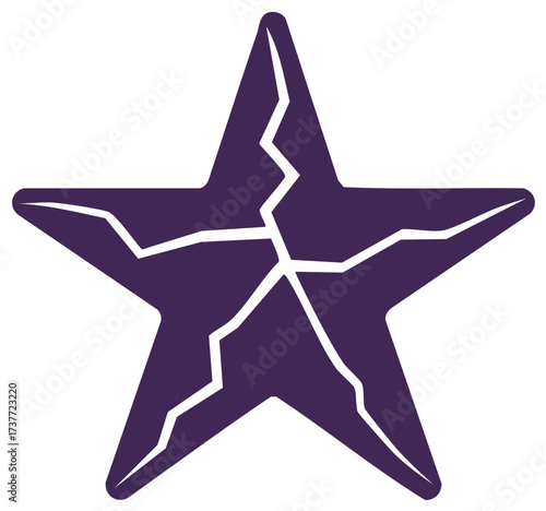 Cracked Star Shape Icon Representing Brokenness or Failure