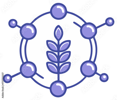 Abstract molecular structure with plant biology and agriculture concept