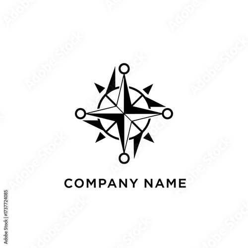 Elegant Compass Rose Logo Design for Navigation and Exploration Company.