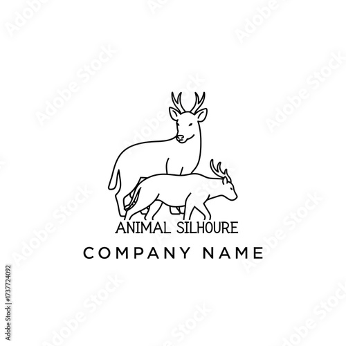 Elegant Deer and Antelope Silhouette Logo Design for Animal-Focused Company.
