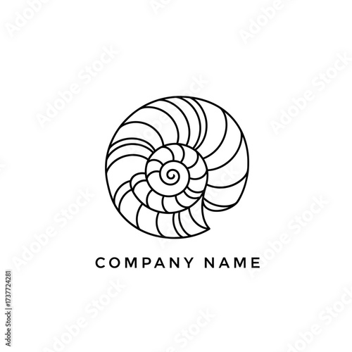 Elegant Nautilus Shell Logo Design with Clean Lines for Coastal Brand Identity.