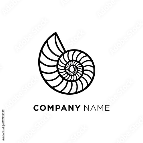 Elegant Nautilus Shell Logo Design with Spiraling Chamber Pattern.