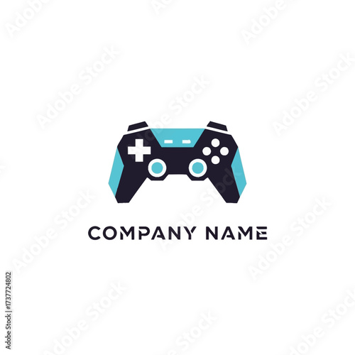 Gaming Controller Logo Design with Blue Accents for Modern Tech Company.