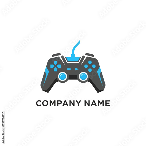 Gaming Controller Logo Design with Blue Accents for Modern Tech Company.