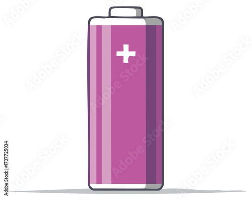 Illustration of a Purple Battery with a Plus Sign for Power and Energy Concepts