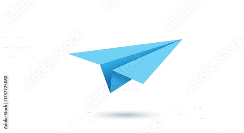 Free Download Blue Paper Airplane Flying Isolated on White Background. - GFXLoad