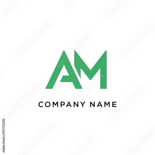 Green AM Letter Logo Design for Modern Company Identity.