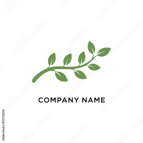 Green Branch with Leaves Logo Design for Eco-Friendly Business.