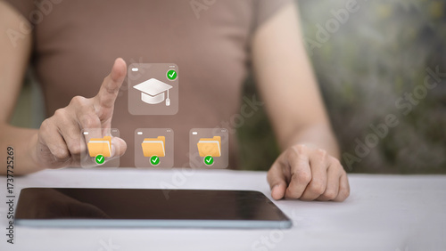 Academic File Management with Approval Badges on Tablet