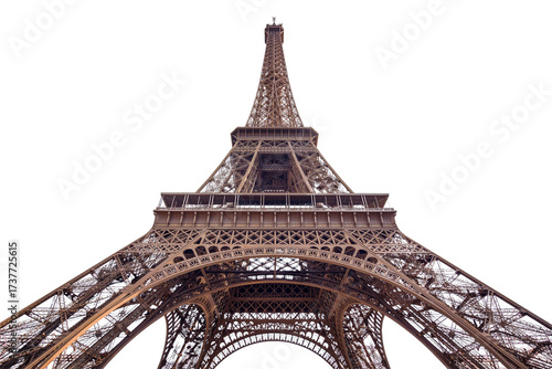 Photography Eiffel Tower in Paris isolated on white or transparent background, png cut out