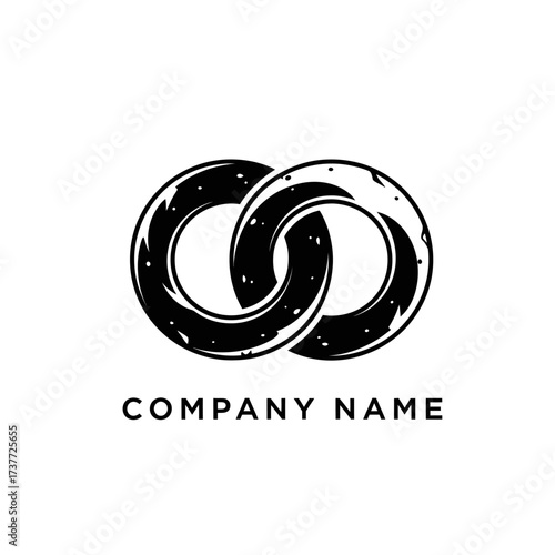 Infinity Symbol Logo Design with Interlocking Circles and Grunge Texture.