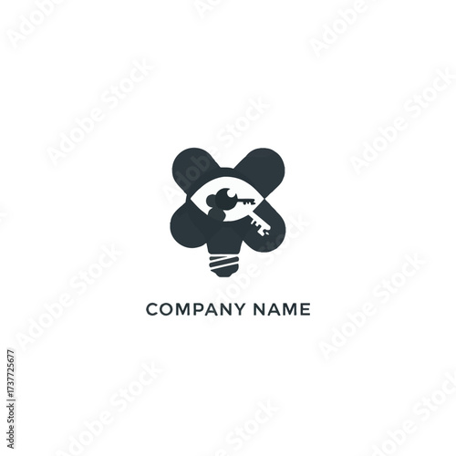 Innovative repair logo featuring a lightbulb, wrench, and clover design.