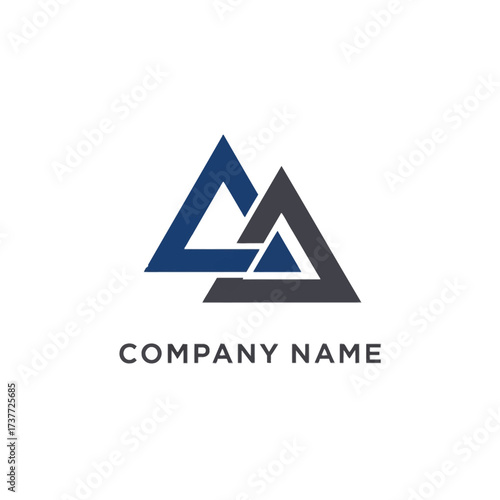 Interlocking Triangles Logo Design with Modern Geometric Shapes and Company Name.