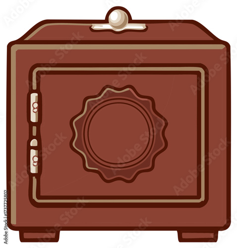 Vintage style strongbox illustration secure storage for important valuable items