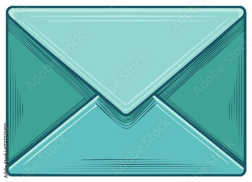 Teal Envelope Illustration with Angular Design and Subtle Texture